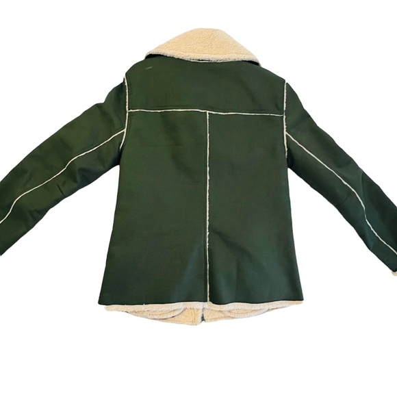 COPY - REBECCA MINKOFF Quinn Green Faux Shearling Moto Bomber Jacket - S Small - Picture 9 of 10